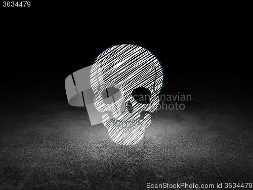 Image of Health concept: Scull in grunge dark room