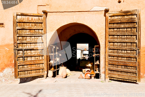 Image of old door in morocco africa ancien and pottery