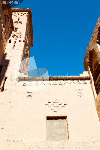 Image of blue window in morocco  old construction  