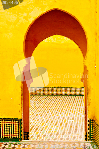 Image of old door in morocco africa ancien and wall ornate brown