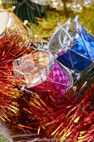 Image of Closeup on colourful Christmas decorations