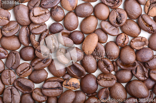 Image of Brown coffee beans,  close-up of coffee beans for background and texture