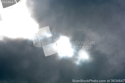 Image of white fluffy clouds in the blue sky