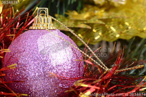 Image of Merry Christmas and Happy New Year. New year decoration. New year balls