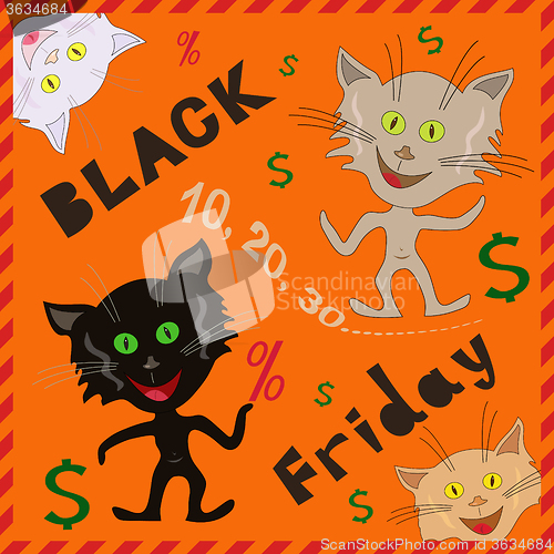 Image of Amusing cats announcing a Black Friday