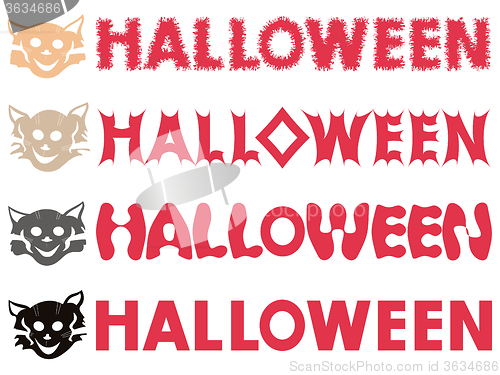 Image of Halloween inscriptions and feline stencils