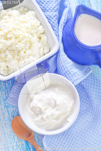 Image of cottage, milk and sour cream