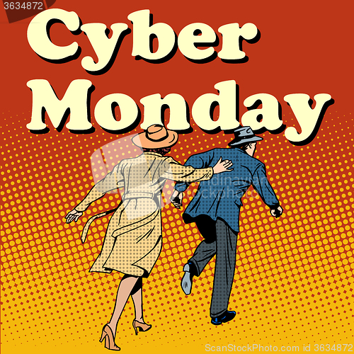 Image of Cyber Monday shoppers run on sale