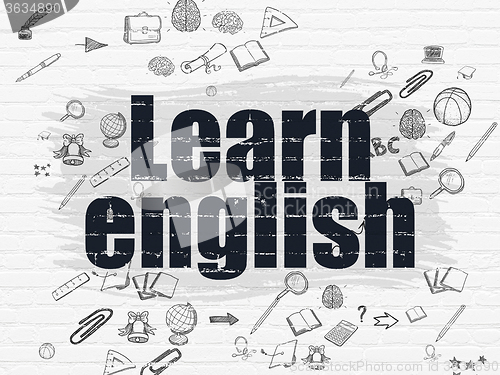 Image of Learning concept: Learn English on wall background