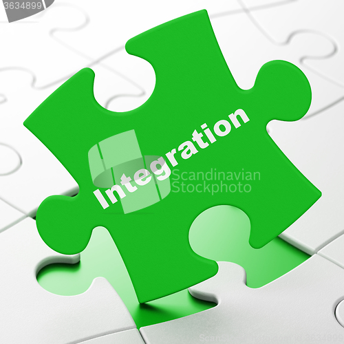 Image of Business concept: Integration on puzzle background