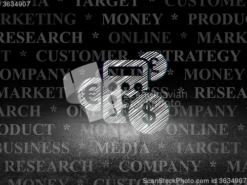 Image of Advertising concept: Calculator in grunge dark room
