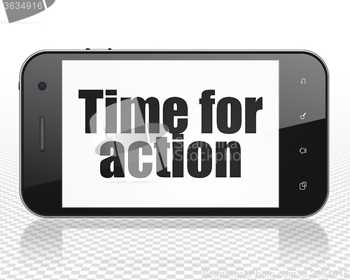 Image of Timeline concept: Smartphone with Time for Action on display