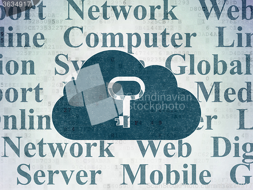 Image of Cloud networking concept: Cloud With Key on Digital Paper background
