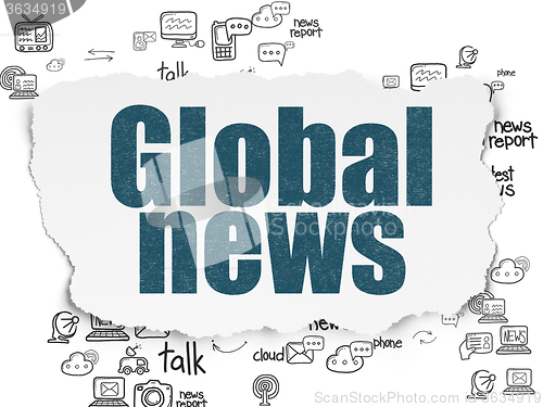 Image of News concept: Global News on Torn Paper background