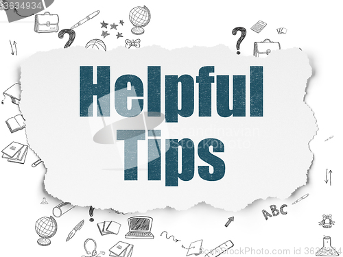 Image of Education concept: Helpful Tips on Torn Paper background