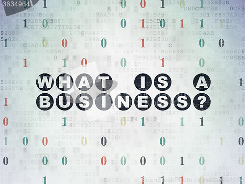 Image of Business concept: What is a Business? on Digital Paper background