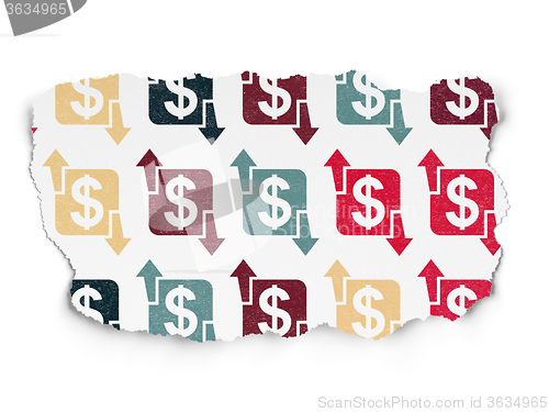 Image of Business concept: Finance icons on Torn Paper background