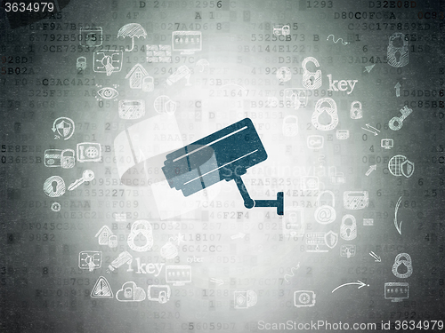 Image of Privacy concept: Cctv Camera on Digital Paper background