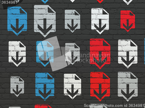 Image of Web design concept: Download icons on wall background