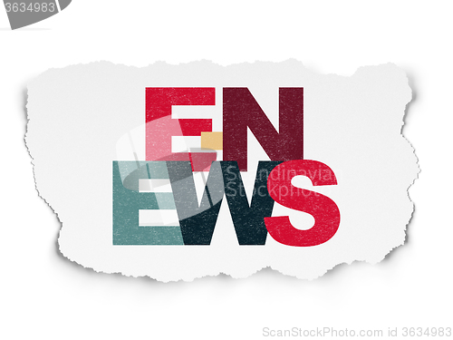 Image of News concept: E-news on Torn Paper background