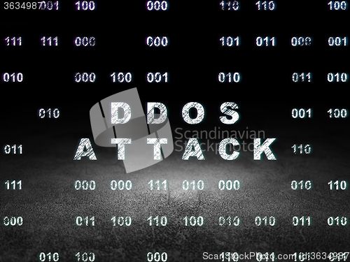 Image of Protection concept: DDOS Attack in grunge dark room