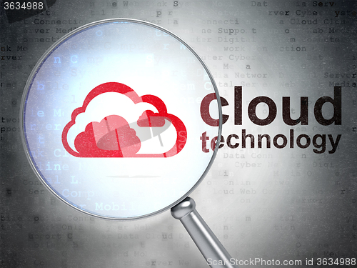 Image of Cloud networking concept: Cloud and Cloud Technology with optical glass