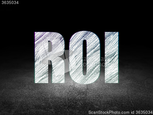 Image of Business concept: ROI in grunge dark room