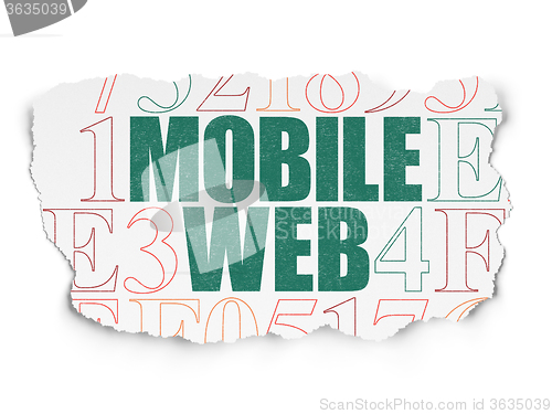 Image of Web design concept: Mobile Web on Torn Paper background