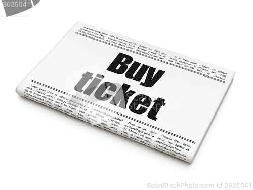 Image of Tourism concept: newspaper headline Buy Ticket