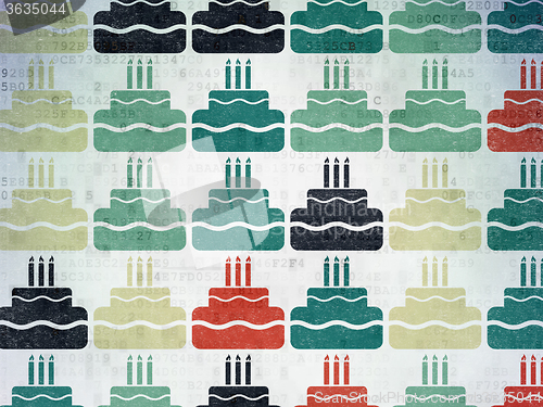 Image of Entertainment, concept: Cake icons on Digital Paper background