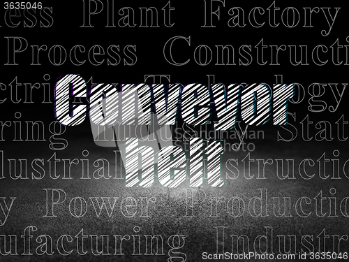 Image of Manufacuring concept: Conveyor Belt in grunge dark room