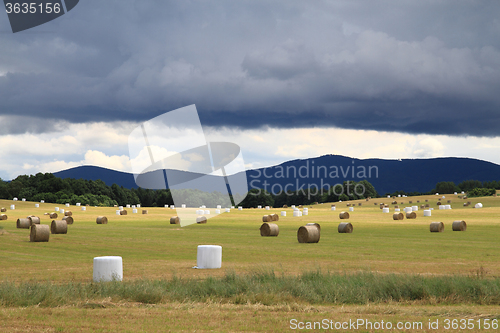 Image of czech country with straw bales