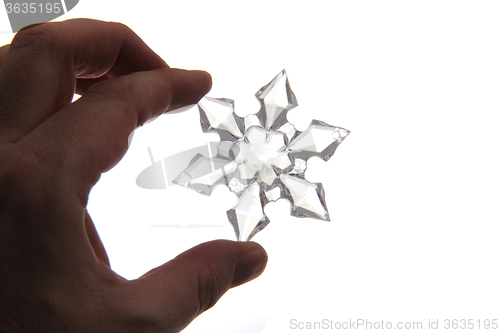 Image of snoflake in the human hand