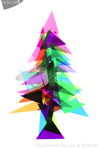 Image of christmas tree from color plastic triangles