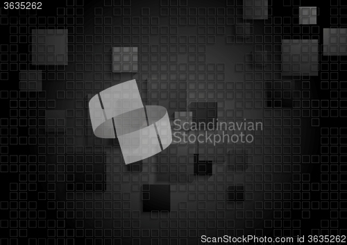 Image of Tech geometric black background with squares texture