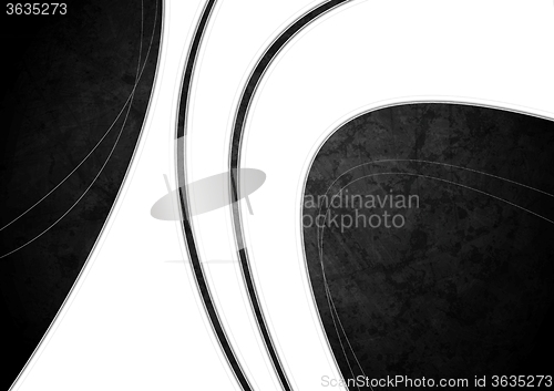 Image of White waves on grunge black texture