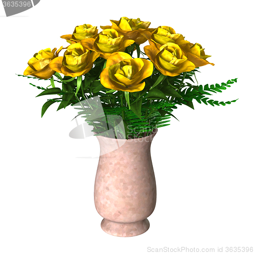 Image of Yellow Roses on White