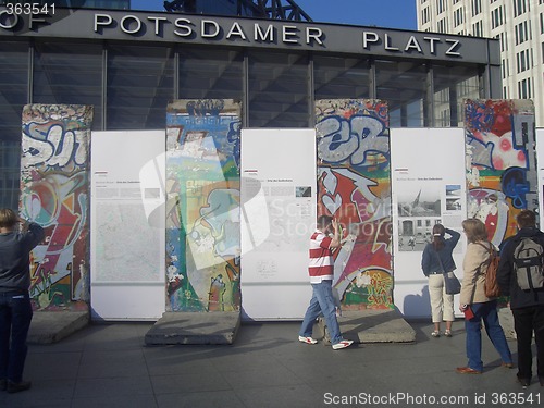 Image of Remaining pices of the Berlin wall ar Potsdammer Platz