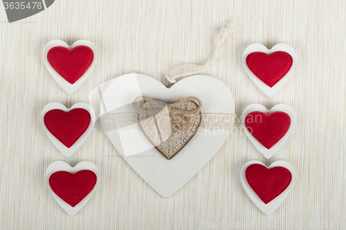 Image of valentine\'s wooden hearts