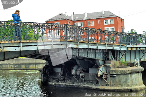 Image of Locks of love on Medovy Bridge. Kaliningrad.Russia