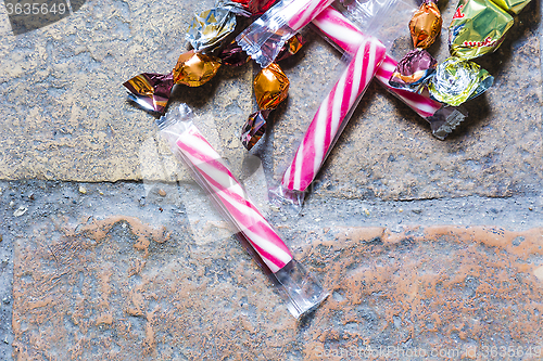 Image of Candies on a rough plain
