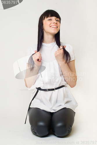 Image of Beautiful girl in white