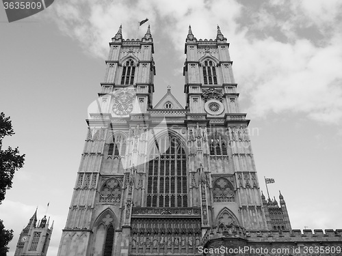 Image of Black and white Westminster Abbey in London