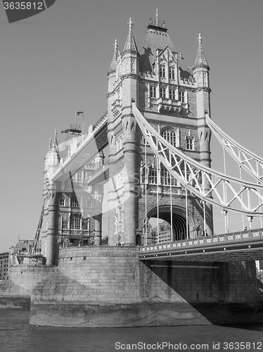 Image of Black and white Tower Bridge in London