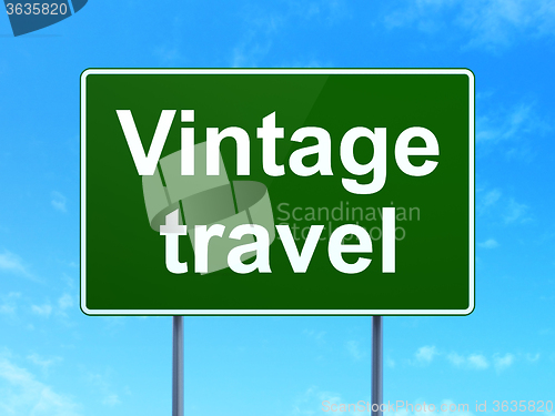 Image of Travel concept: Vintage Travel on road sign background