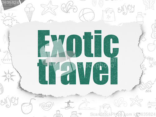 Image of Travel concept: Exotic Travel on Torn Paper background