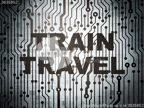 Image of Tourism concept: circuit board with Train Travel