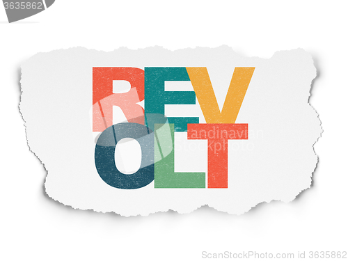 Image of Politics concept: Revolt on Torn Paper background