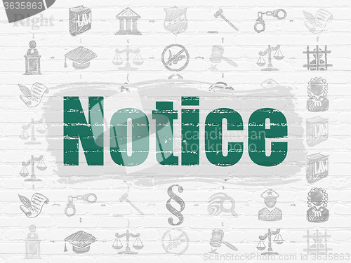 Image of Law concept: Notice on wall background