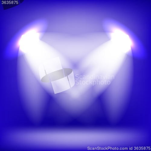 Image of Two Spotlights Isolated on Blue Background